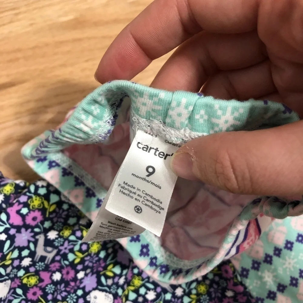 Carter’s 9 month Outfit Bundle Llama Fair Isle Baby Girl Vest Fleece